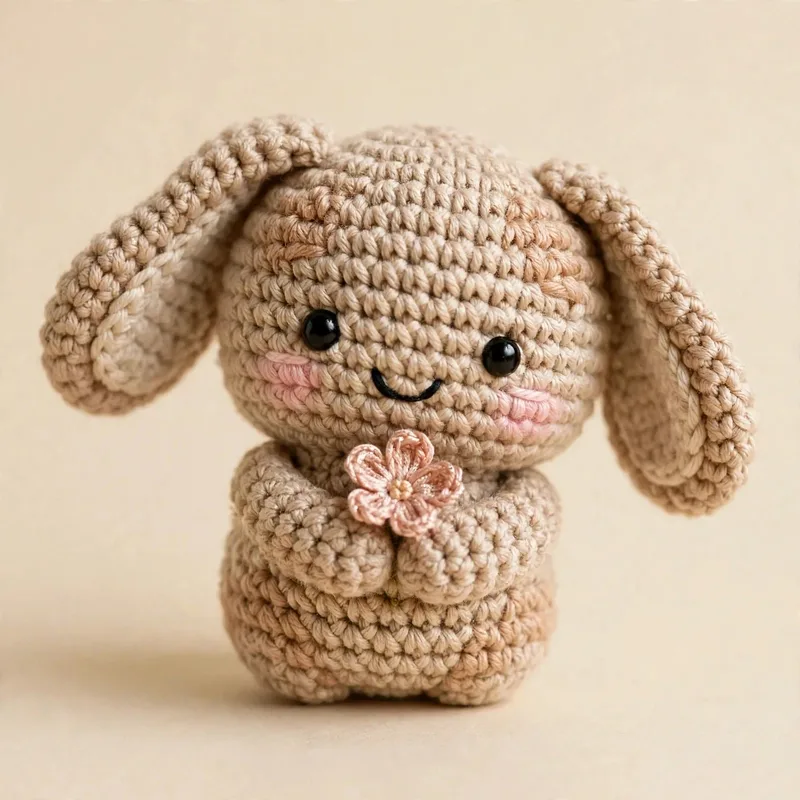 Yarn holding a flower, finally at ease